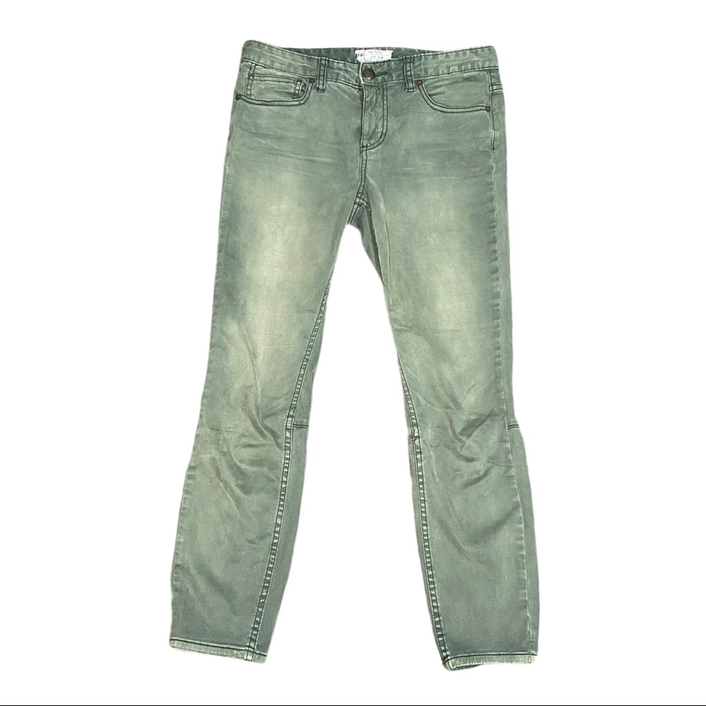 Free People Moto Suede Sateen Zipper Back Skinny - Picture 2 of 11